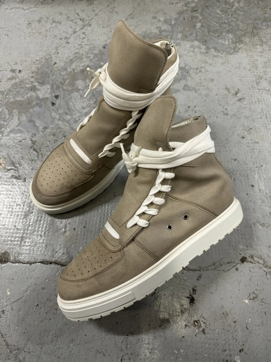 Kris Van Assche Beige Suede Leather Laced High Sneakers (43eu/us9.5) OaNbbms 3