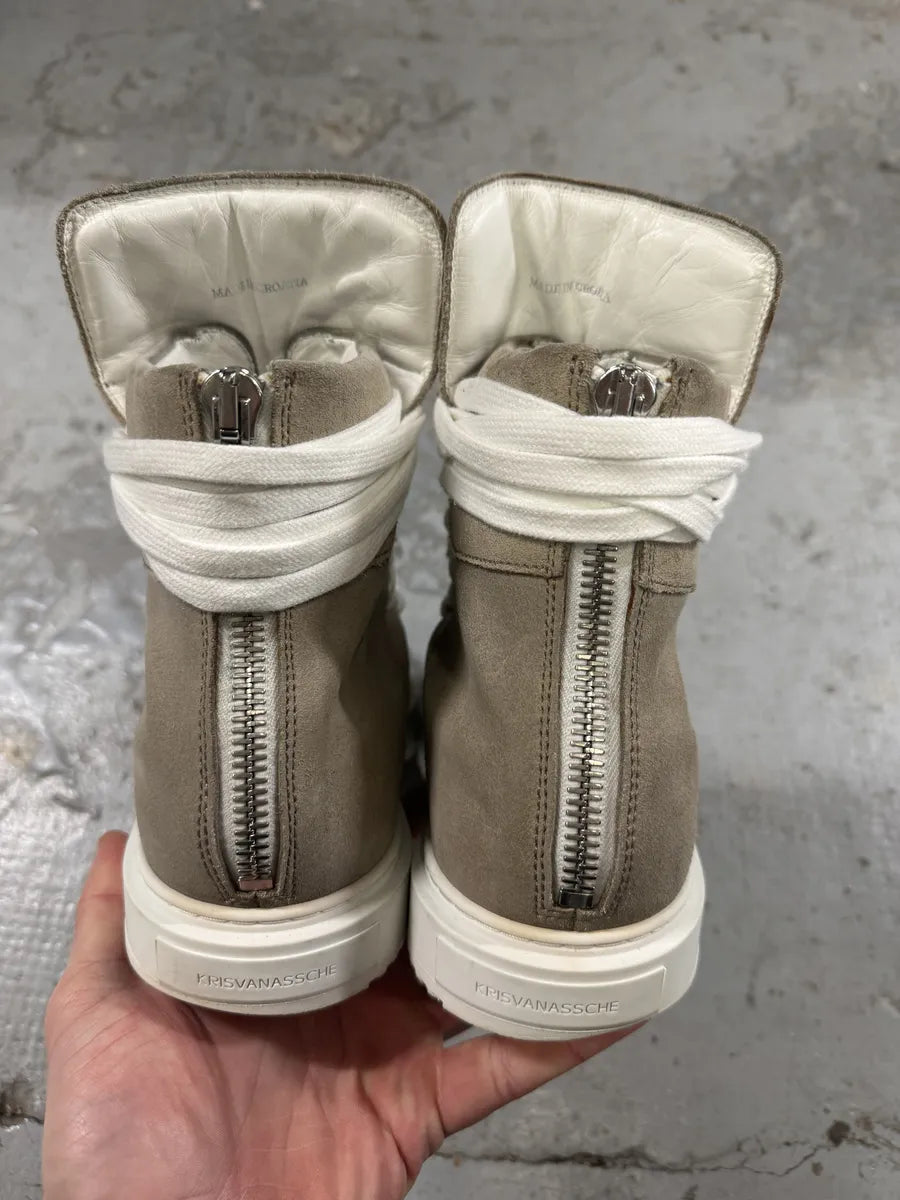 Kris Van Assche Beige Suede Leather Laced High Sneakers (43eu/us9.5) OaNbbms 5