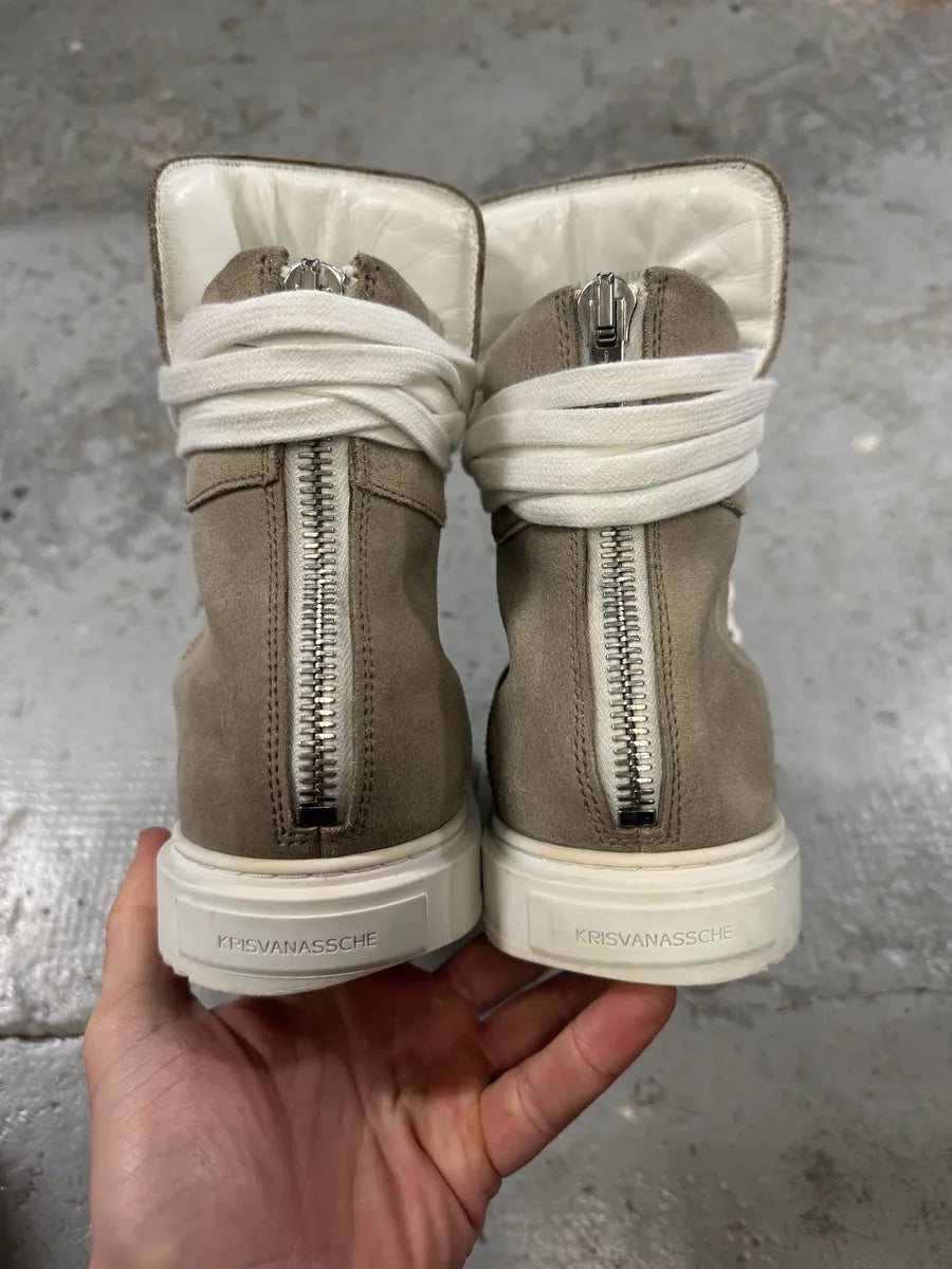 Kris Van Assche Beige Suede Leather Laced High Sneakers (43eu/us9.5) OaNbbms 9