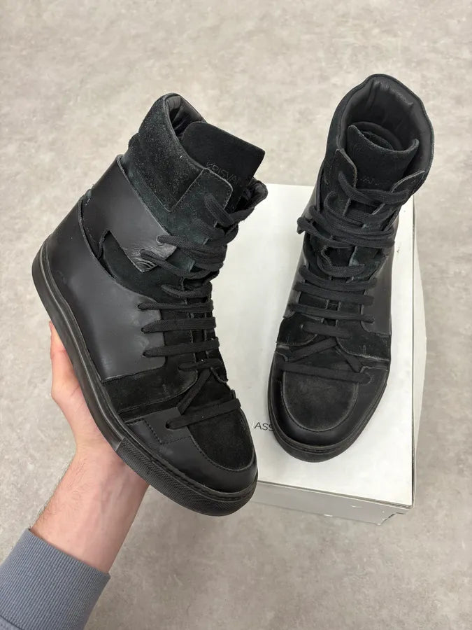 Kris Van Assche Black High Leather Magalaced Sneakers PBcxYrR 0
