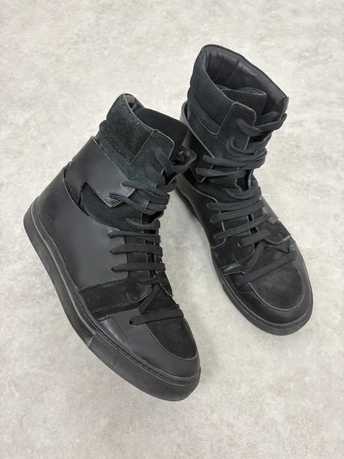 Kris Van Assche Black High Leather Magalaced Sneakers PBcxYrR 4