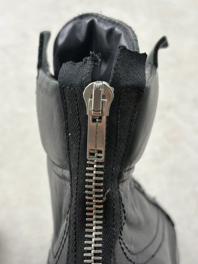 Kris Van Assche Black Leather Back Zip Boots PAQxvld 8