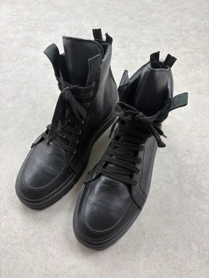 Kris Van Assche Black Leather Back Zip Boots PAQxvld 2