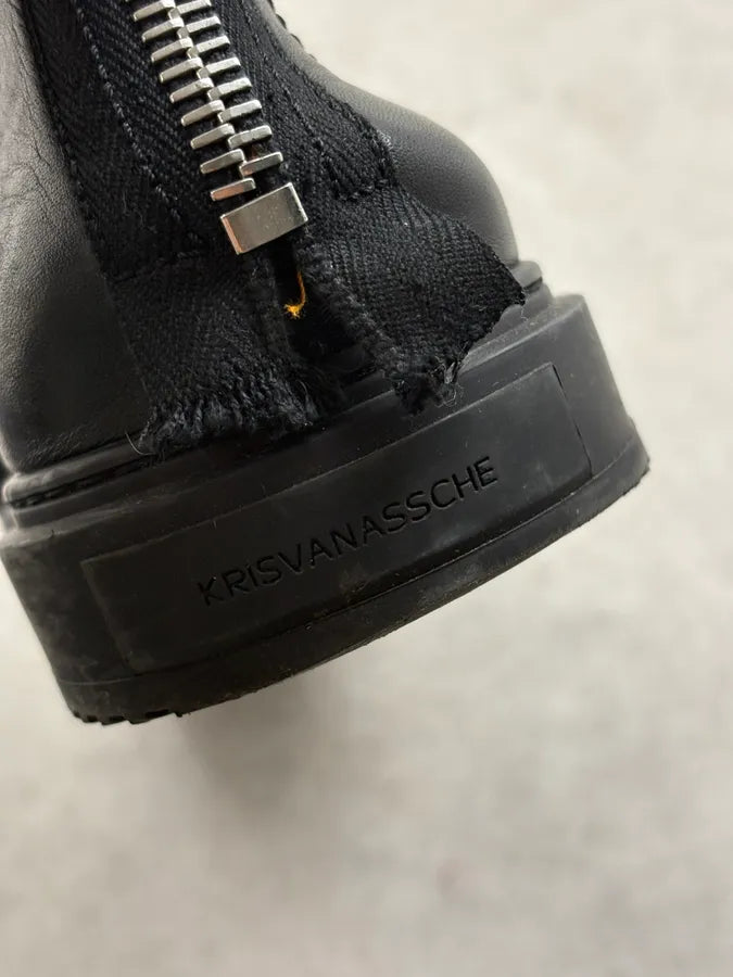 Kris Van Assche Black Leather Back Zip Boots PAQxvld 9