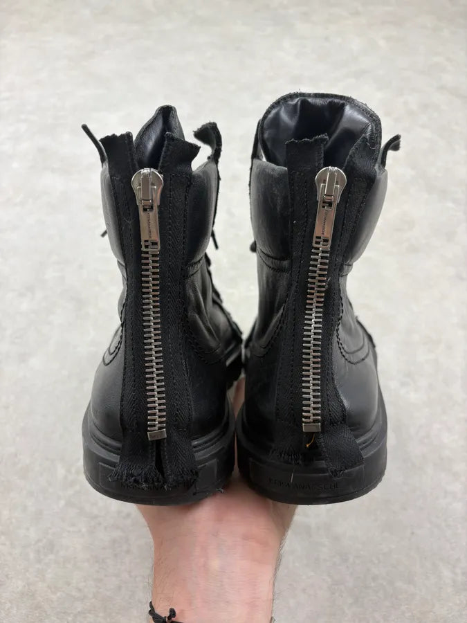 Kris Van Assche Black Leather Back Zip Boots PAQxvld 6