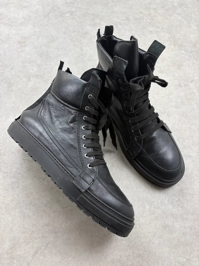Kris Van Assche Black Leather Back Zip Boots PAQxvld 4