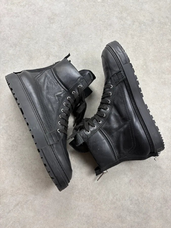 Kris Van Assche Black Leather Back Zip Boots PAQxvld 5