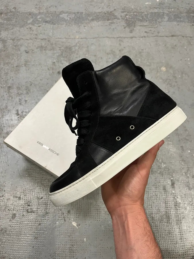 Kris Van Assche Black Leather High Sneakers (41eu/us8) epUxBdo 0
