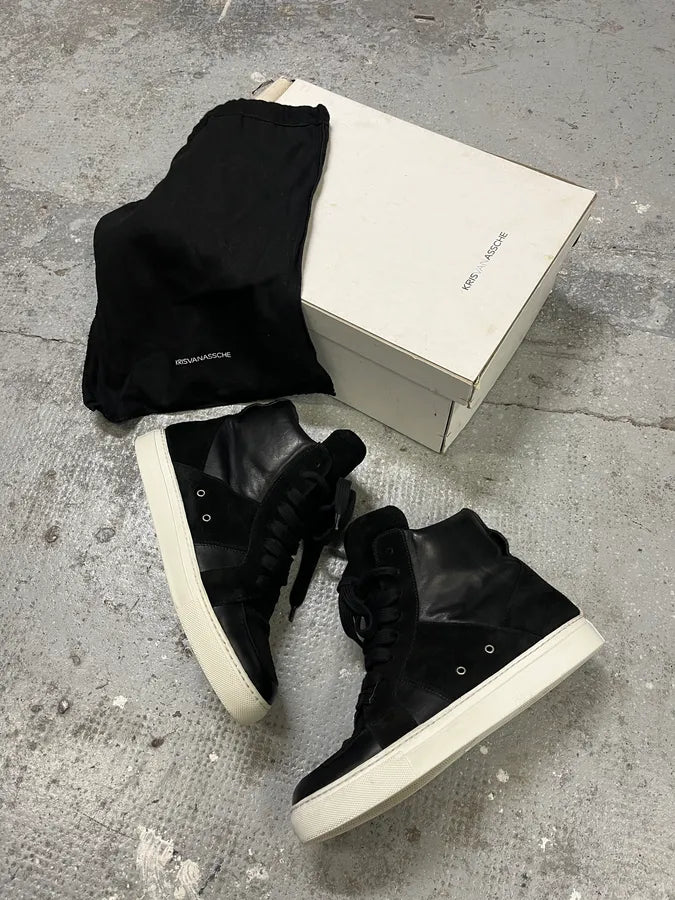 Kris Van Assche Black Leather High Sneakers (41eu/us8) epUxBdo 1