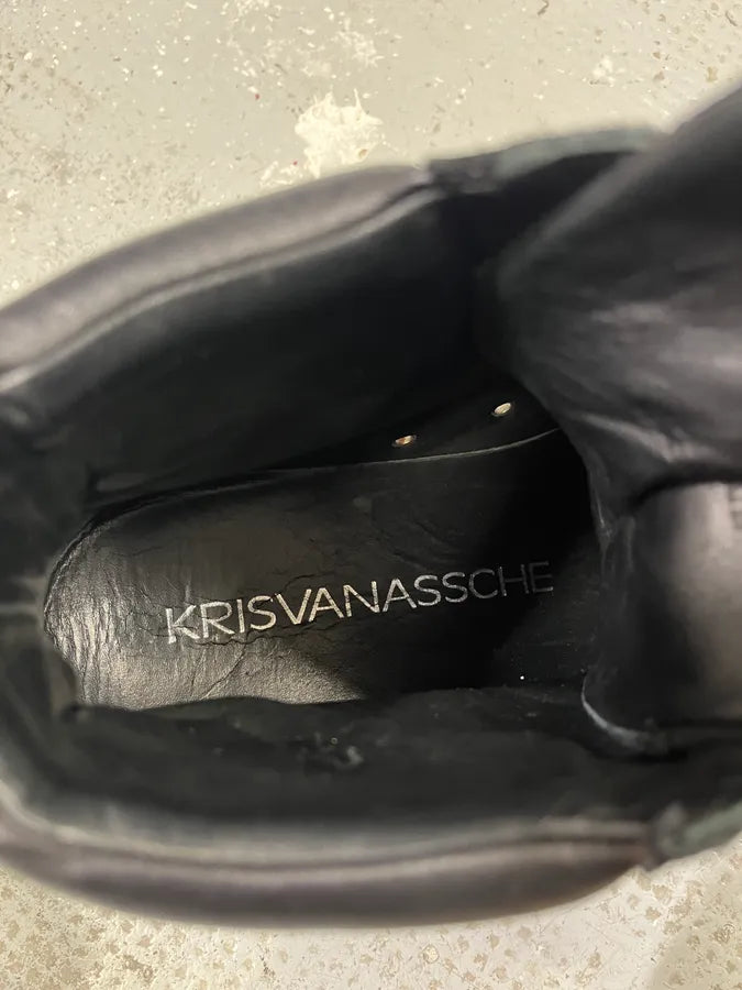 Kris Van Assche Black Leather High Sneakers (41eu/us8) epUxBdo 9