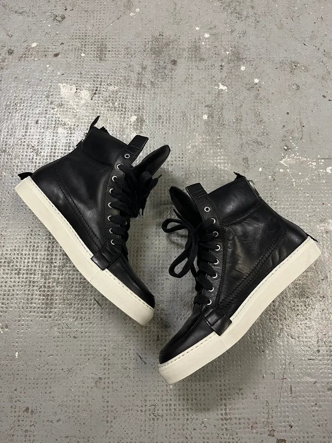 Kris Van Assche Black Leather Laced Backzip High Sneakers (40eu/us7) KzqOZkN 2