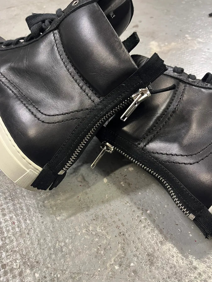 Kris Van Assche Black Leather Laced Backzip High Sneakers – Dolce