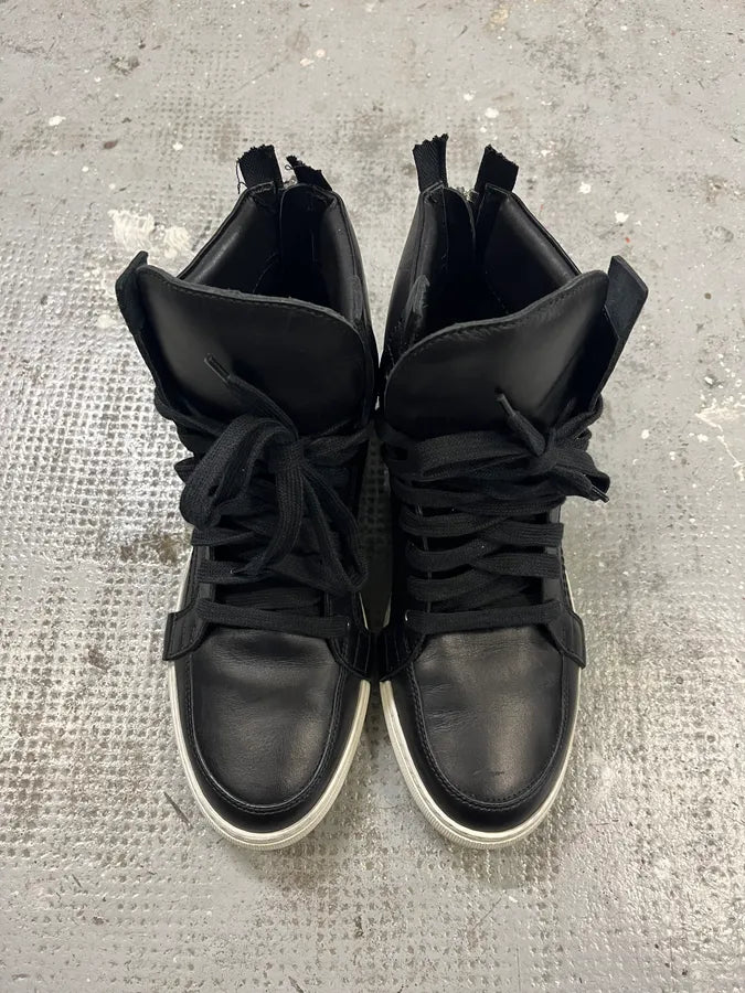 Kris Van Assche Black Leather Laced Backzip High Sneakers (40eu/us7) KzqOZkN 4