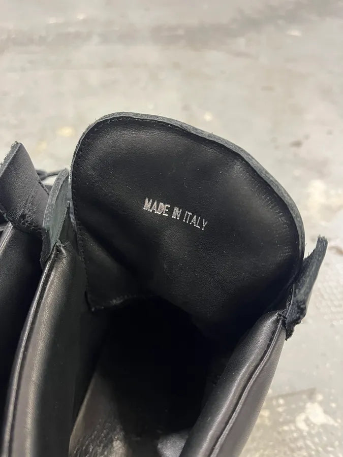 Kris Van Assche Black Leather Laced Backzip High Sneakers (40eu/us7) KzqOZkN 9