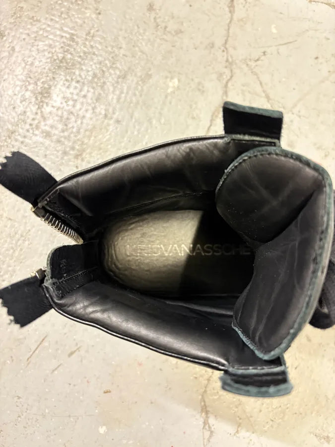 Kris Van Assche Black Leather Laced Backzip Sneakers (39.5eu/us6.5) RCWxmhG 9