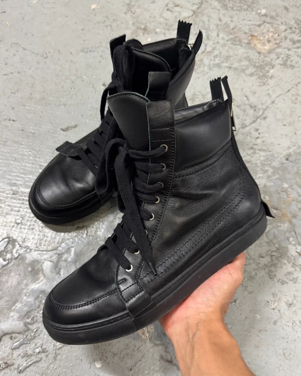 Kris Van Assche Black Leather Laced Backzip Sneakers (42eu/us8.5) jKRMjPC 0