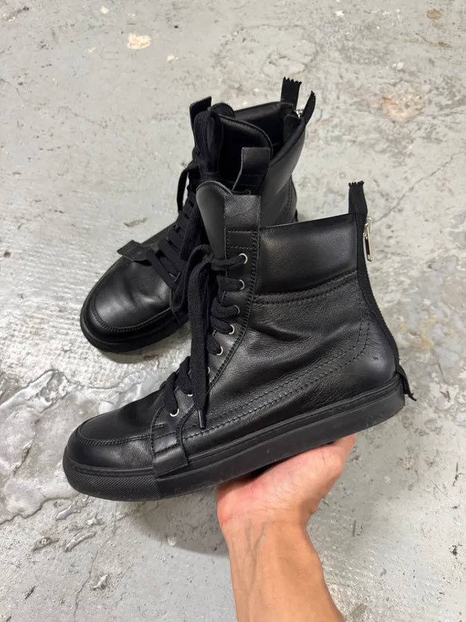 Kris Van Assche Black Leather Laced Backzip Sneakers (42eu/us8.5) jKRMjPC 1