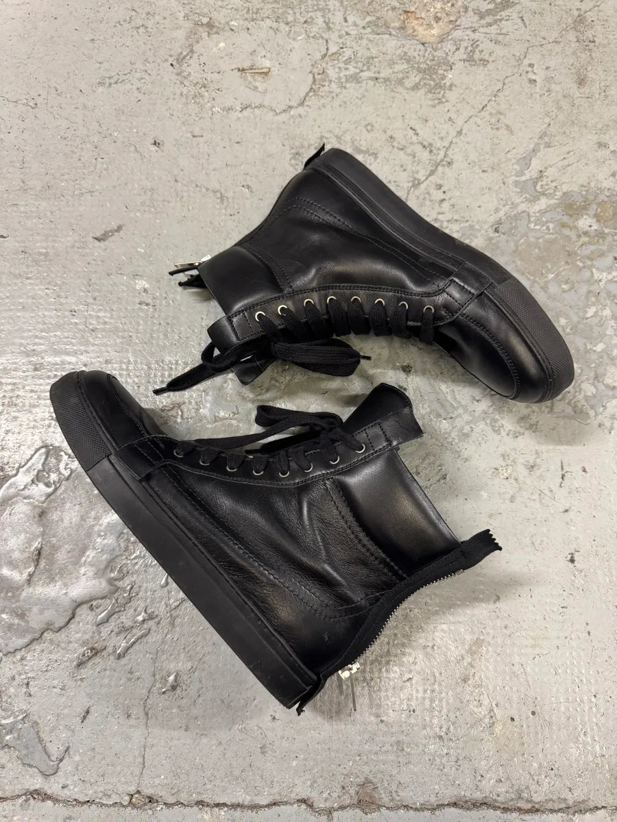 Kris Van Assche Black Leather Laced Backzip Sneakers (42eu/us8.5) jKRMjPC 2