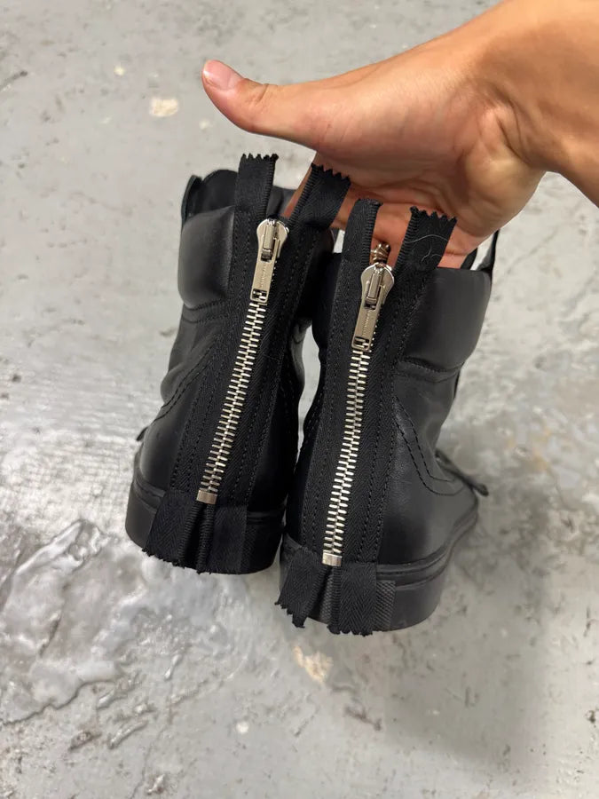 Kris Van Assche Black Leather Laced Backzip Sneakers (42eu/us8.5) jKRMjPC 3