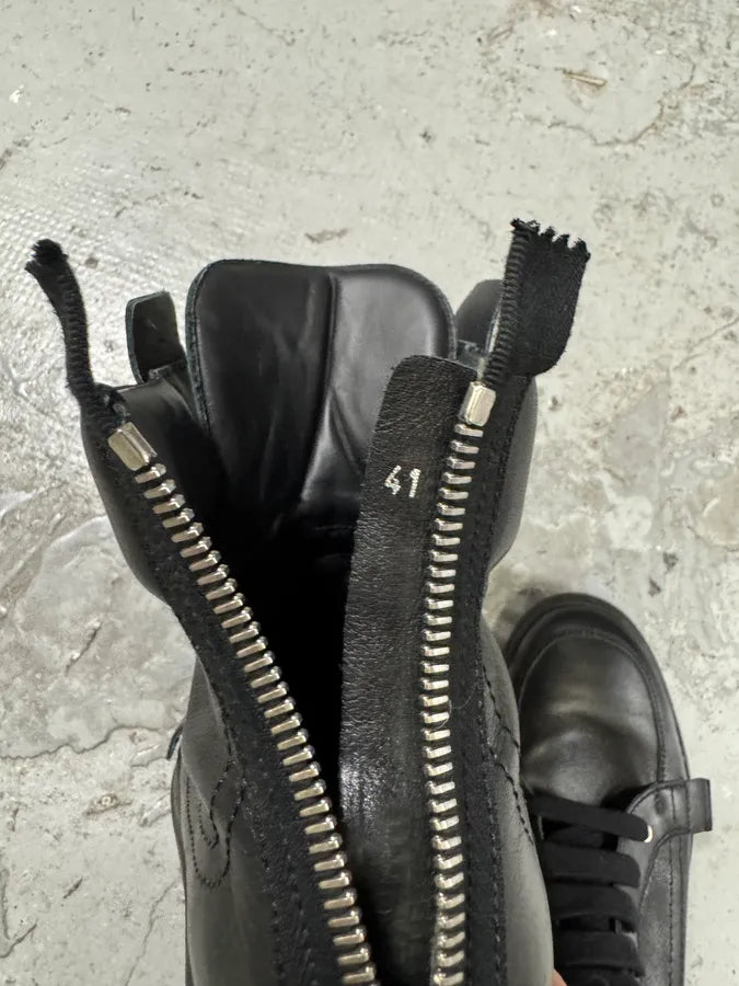 Kris Van Assche Black Leather Laced Backzip Sneakers (42eu/us8.5) jKRMjPC 7