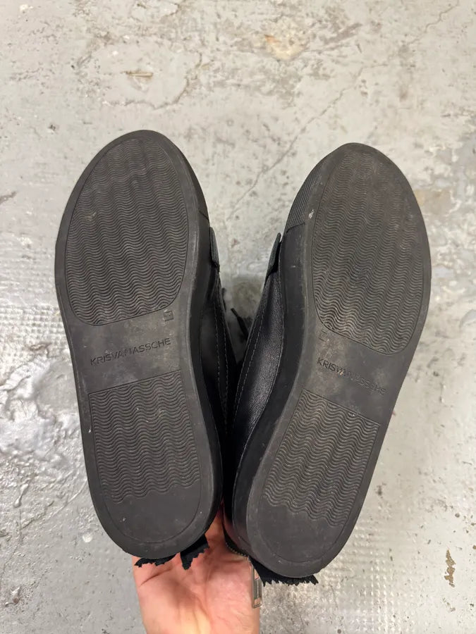 Kris Van Assche Black Leather Laced Backzip Sneakers (42eu/us8.5) jKRMjPC 8