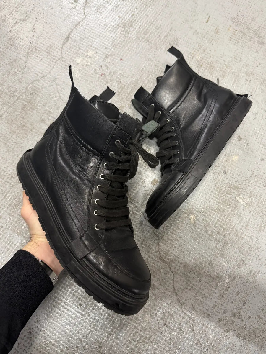 Kris Van Assche Black Leather Laced Backzip Sneakers xYwgGrB 0