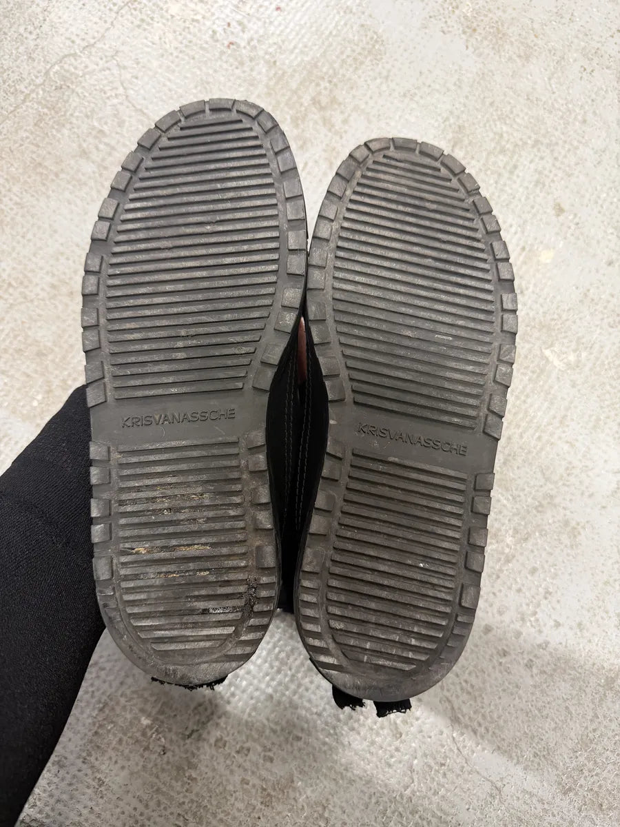 Kris Van Assche Black Leather Laced Backzip Sneakers xYwgGrB 10