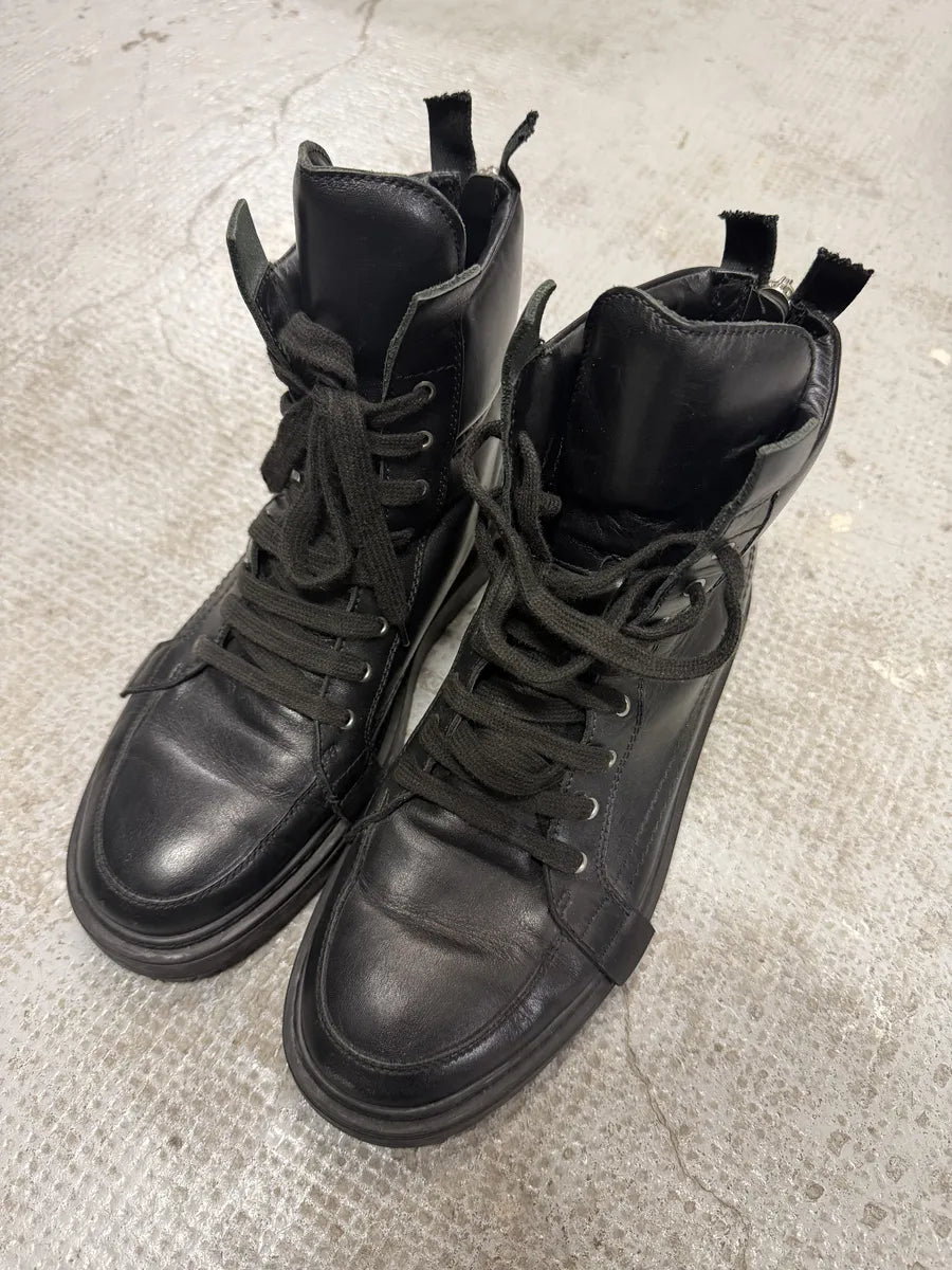 Kris Van Assche Black Leather Laced Backzip Sneakers xYwgGrB 2