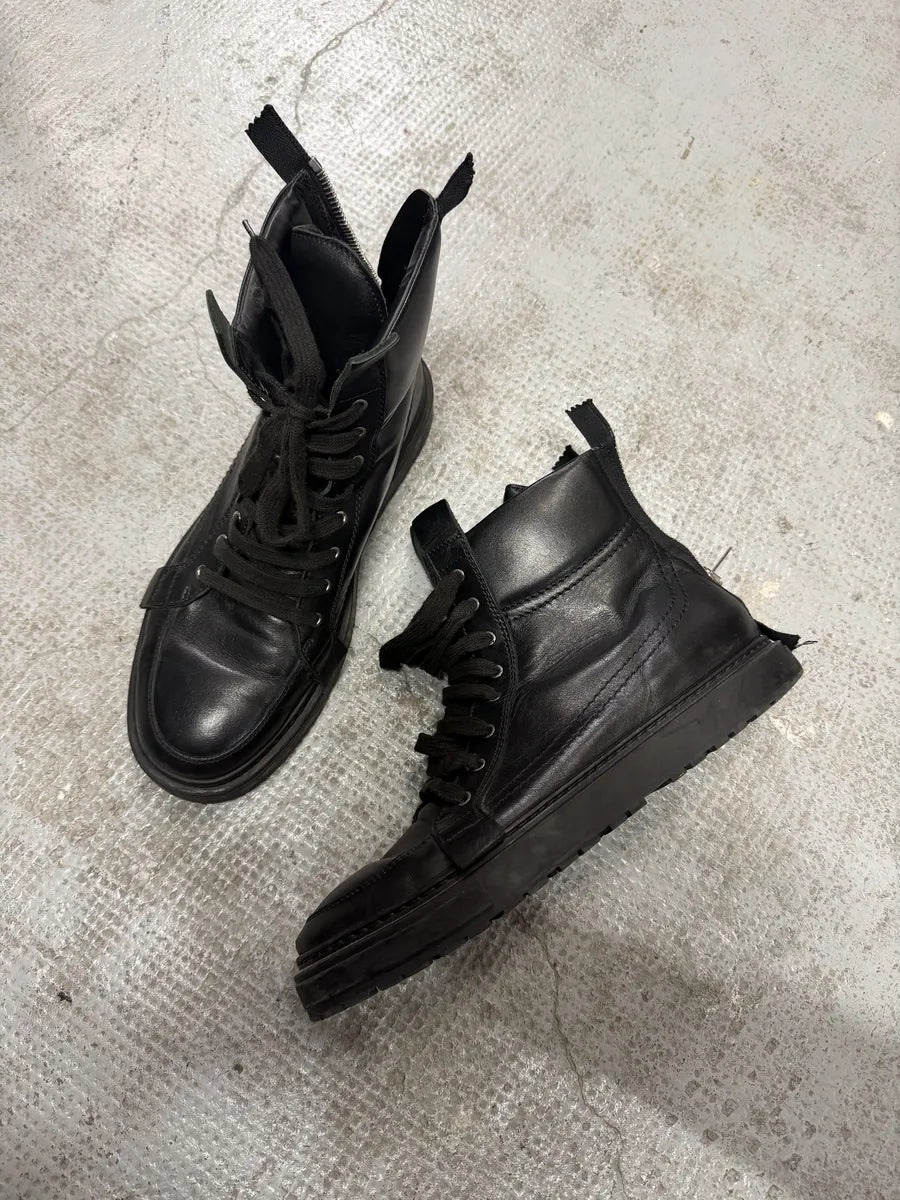 Kris Van Assche Black Leather Laced Backzip Sneakers xYwgGrB 4