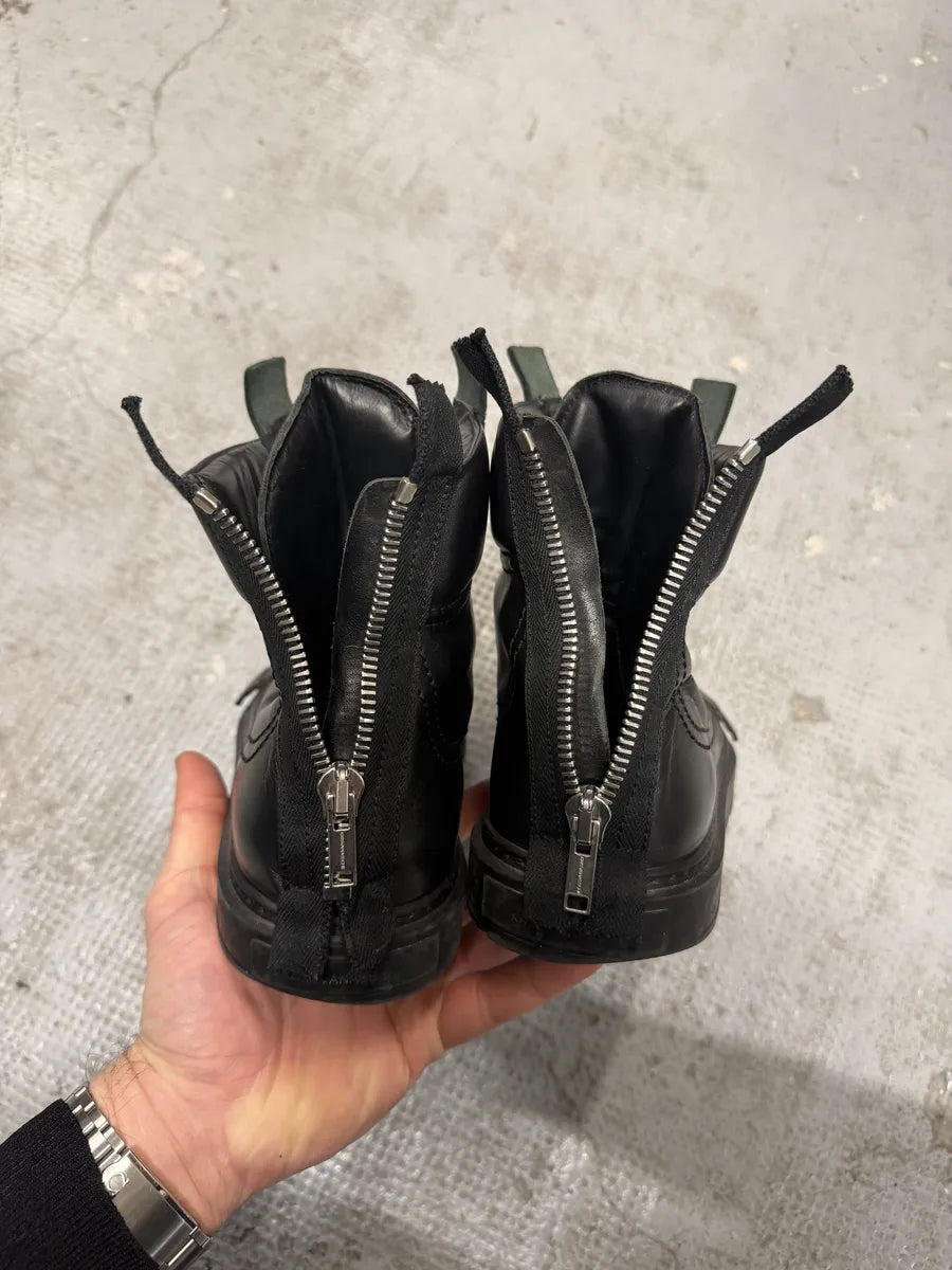 Kris Van Assche Black Leather Laced Backzip Sneakers xYwgGrB 6