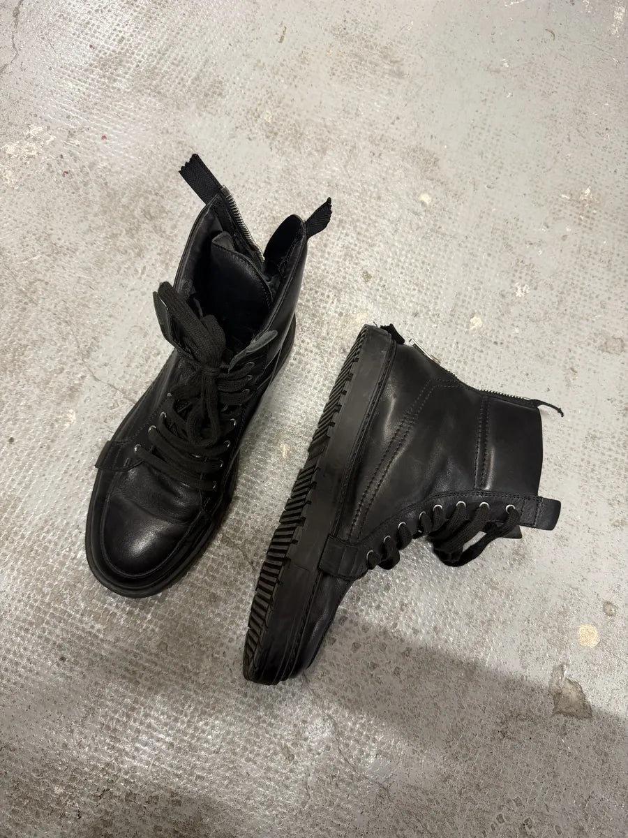 Kris Van Assche Black Leather Laced Backzip Sneakers xYwgGrB 8