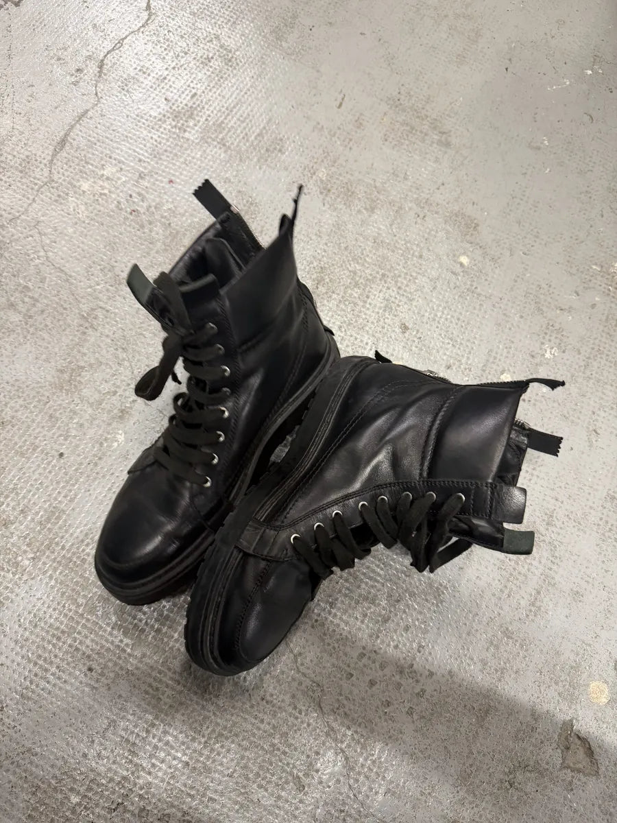 Kris Van Assche Black Leather Laced Backzip Sneakers xYwgGrB 9