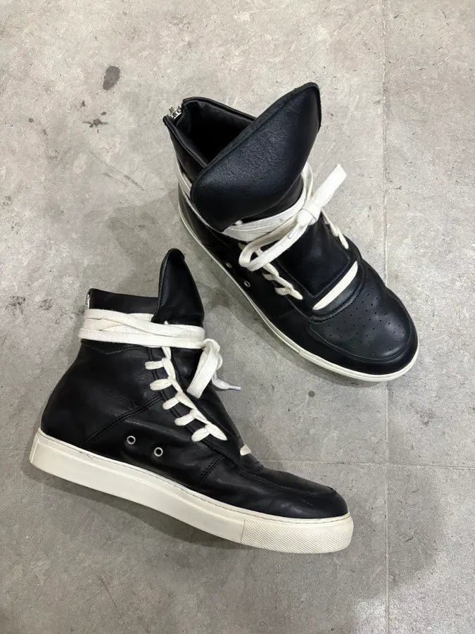 Kris Van Assche Black Leather Laced Eyeled Sneakers mMNRnUC 4