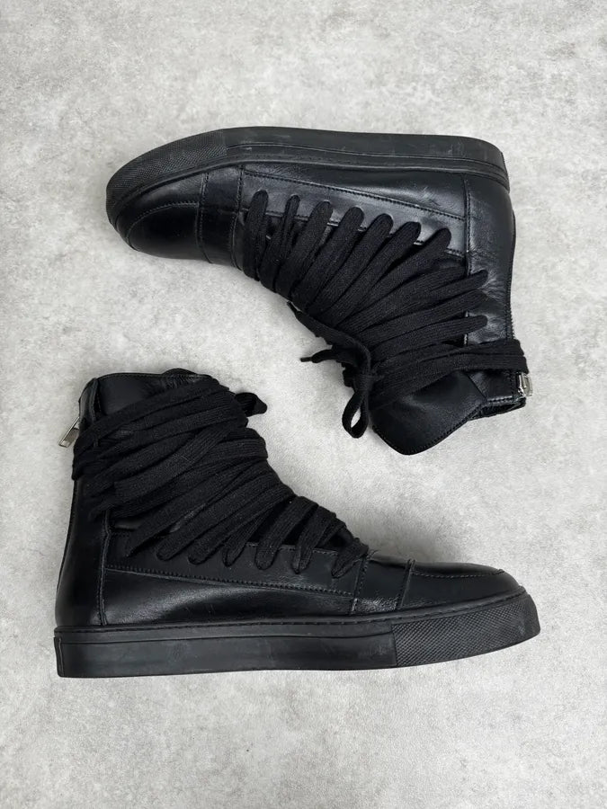 Kris Van Assche Black Megalaced High Leather Sneakers sYHTnjw 2