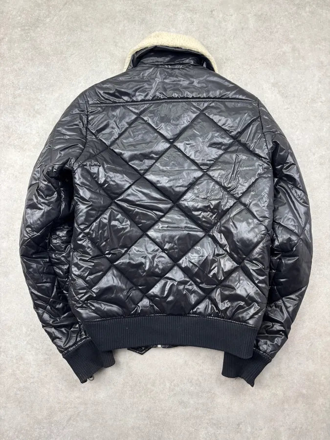 Kris Van Assche Black Shearling Collar Quilted Puffer Jacket tUZjYMv 1