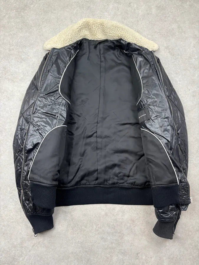 Kris Van Assche Black Shearling Collar Quilted Puffer Jacket tUZjYMv 2