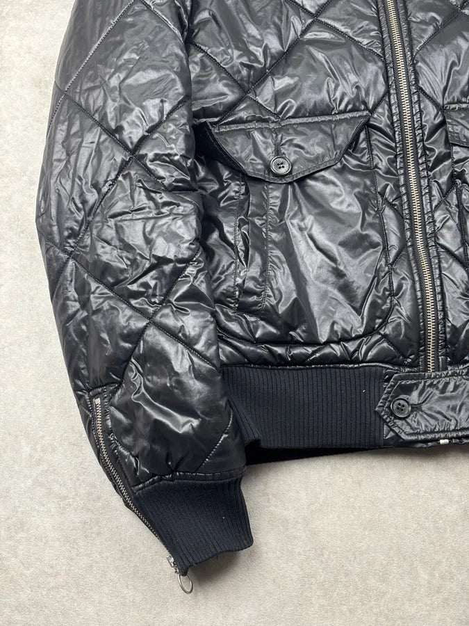 Kris Van Assche Black Shearling Collar Quilted Puffer Jacket tUZjYMv 3