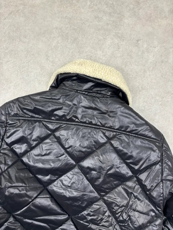 Kris Van Assche Black Shearling Collar Quilted Puffer Jacket tUZjYMv 7