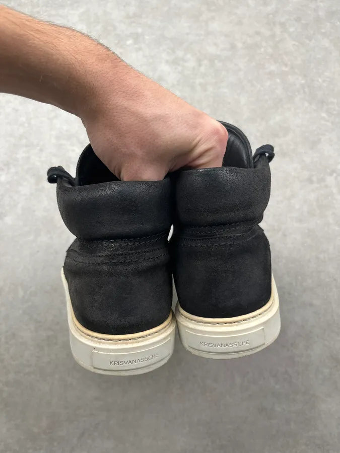 2010s Kris Van Assche Black Suede High Sneakers Sbpwxhz 5