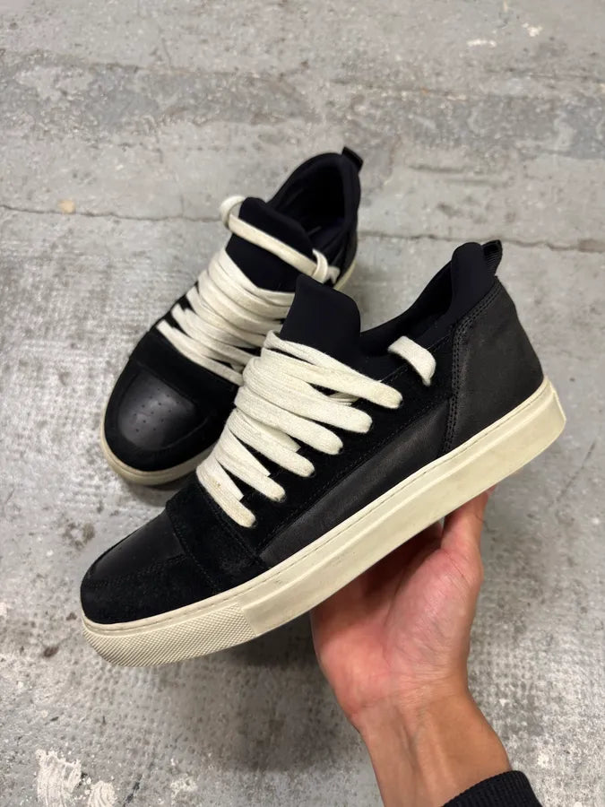 Kris Van Assche Black Suede Leather Laced Low Sneakers MaNsRnk 2