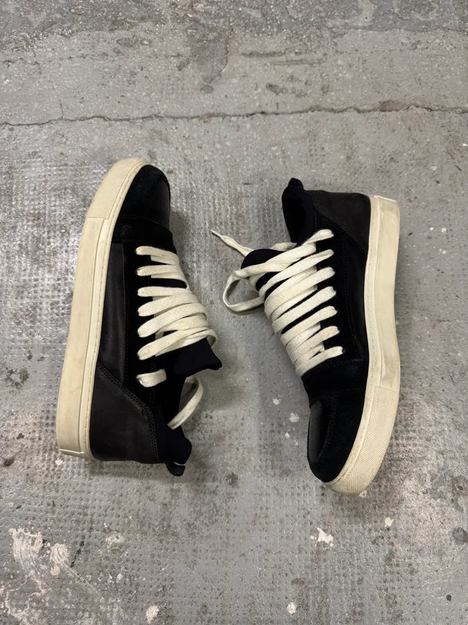 Kris Van Assche Black Suede Leather Laced Low Sneakers MaNsRnk 3