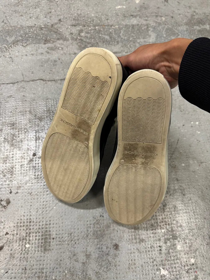 Kris Van Assche Black Suede Leather Laced Low Sneakers MaNsRnk 8