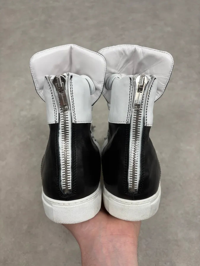 Kris Van Assche Black & White Leather High Megalaced Sneakers MesisvM 8