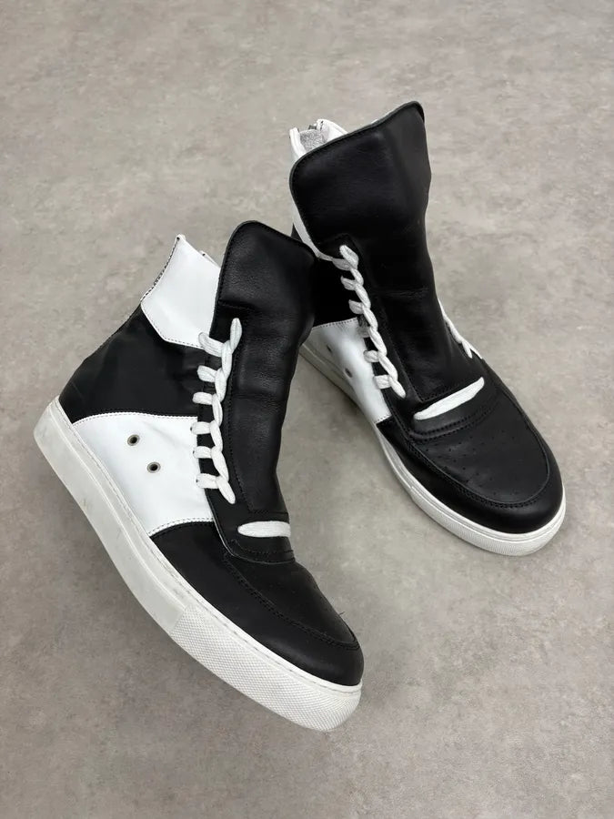 Kris Van Assche Black & White Leather High Megalaced Sneakers MesisvM 6