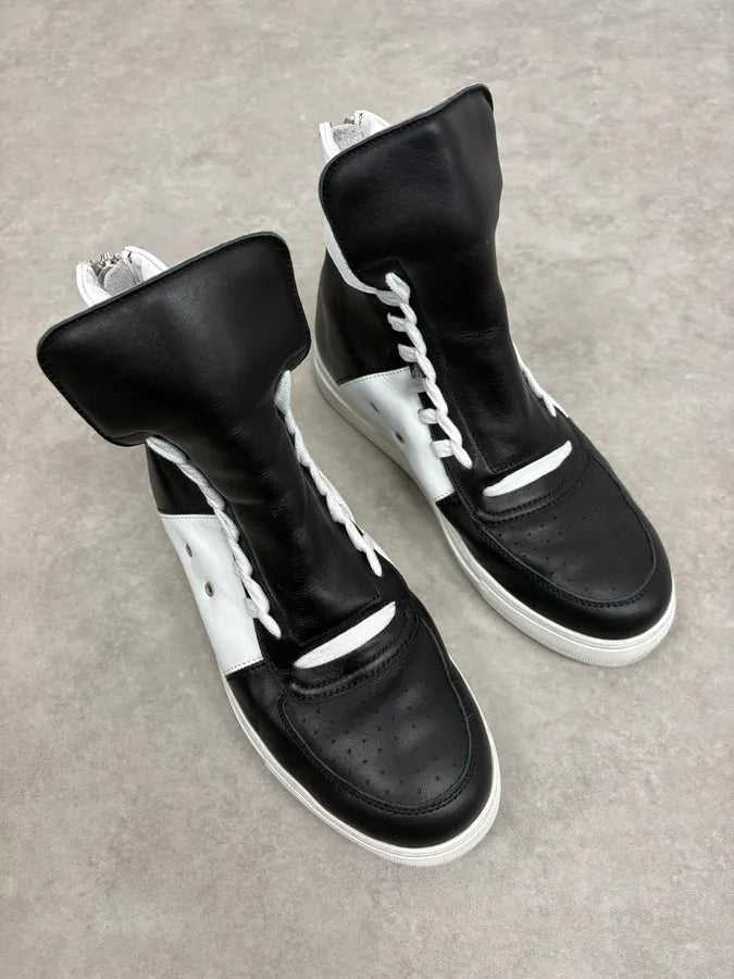Kris Van Assche Black & White Leather High Megalaced Sneakers MesisvM 5