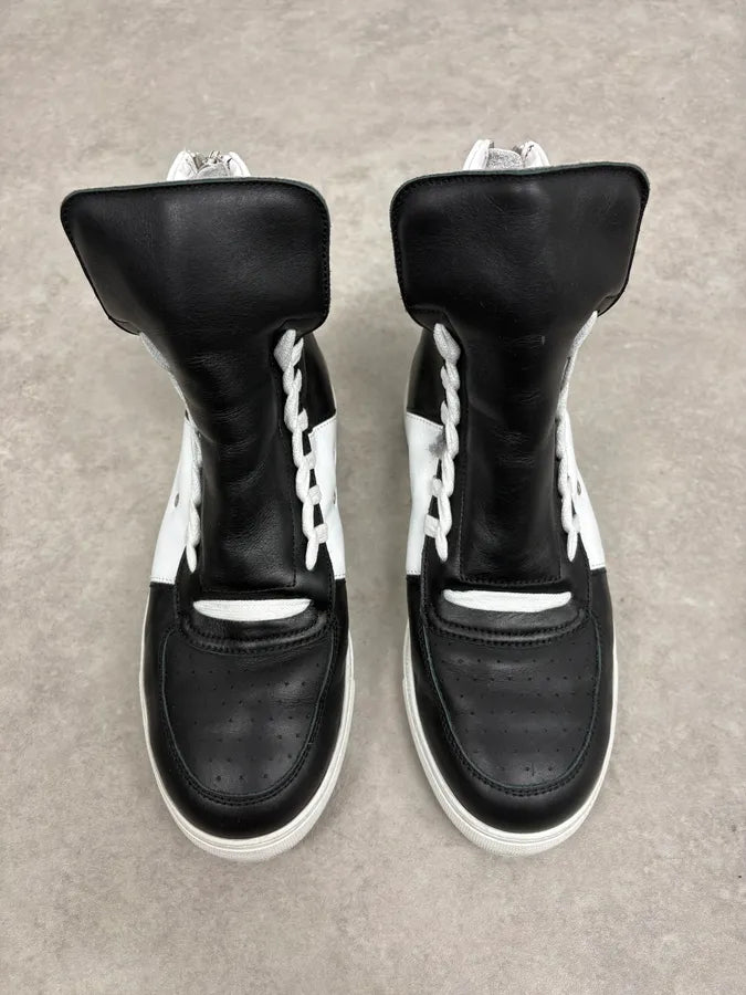 Kris Van Assche Black & White Leather High Megalaced Sneakers MesisvM 3