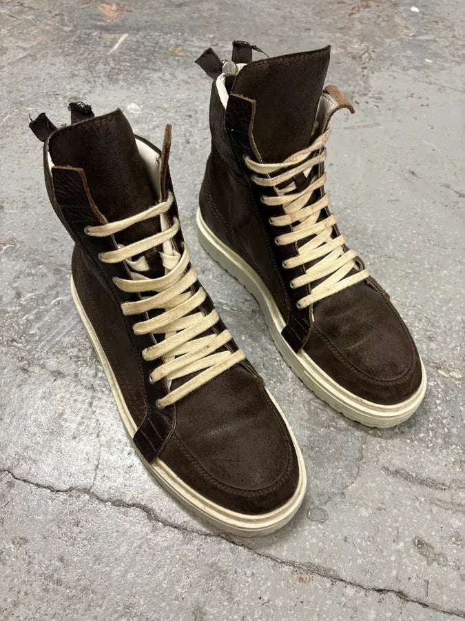 Kris Van Assche Brown Suede Leather Laced High Sneakers (45.5eu/us11.5) gcciRwb 3
