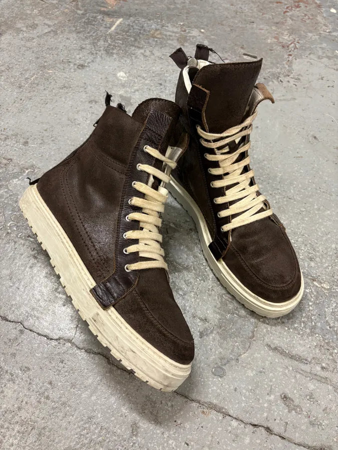 Kris Van Assche Brown Suede Leather Laced High Sneakers (45.5eu/us11.5) gcciRwb 4