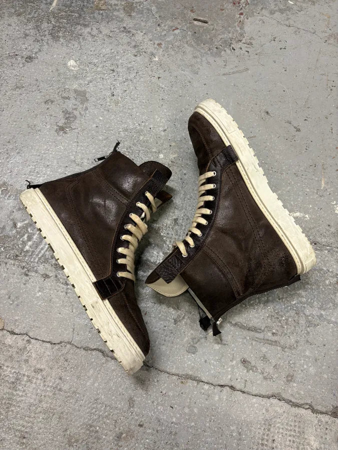 Kris Van Assche Brown Suede Leather Laced High Sneakers (45.5eu/us11.5) gcciRwb 5