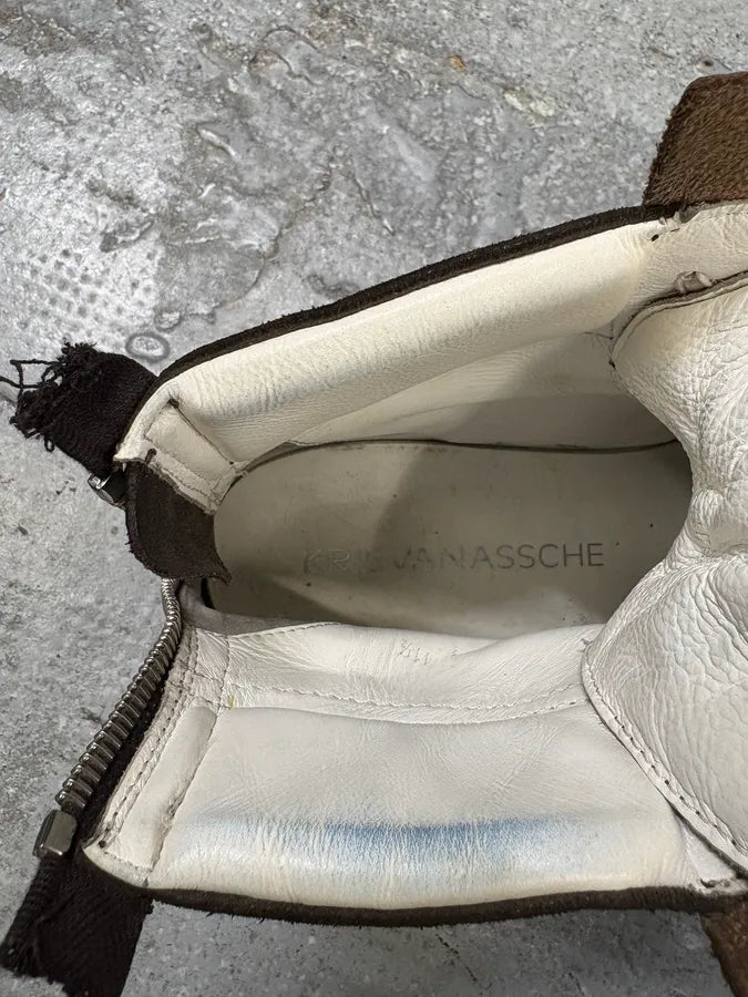 Kris Van Assche Brown Suede Leather Laced High Sneakers (45.5eu/us11.5) gcciRwb 9